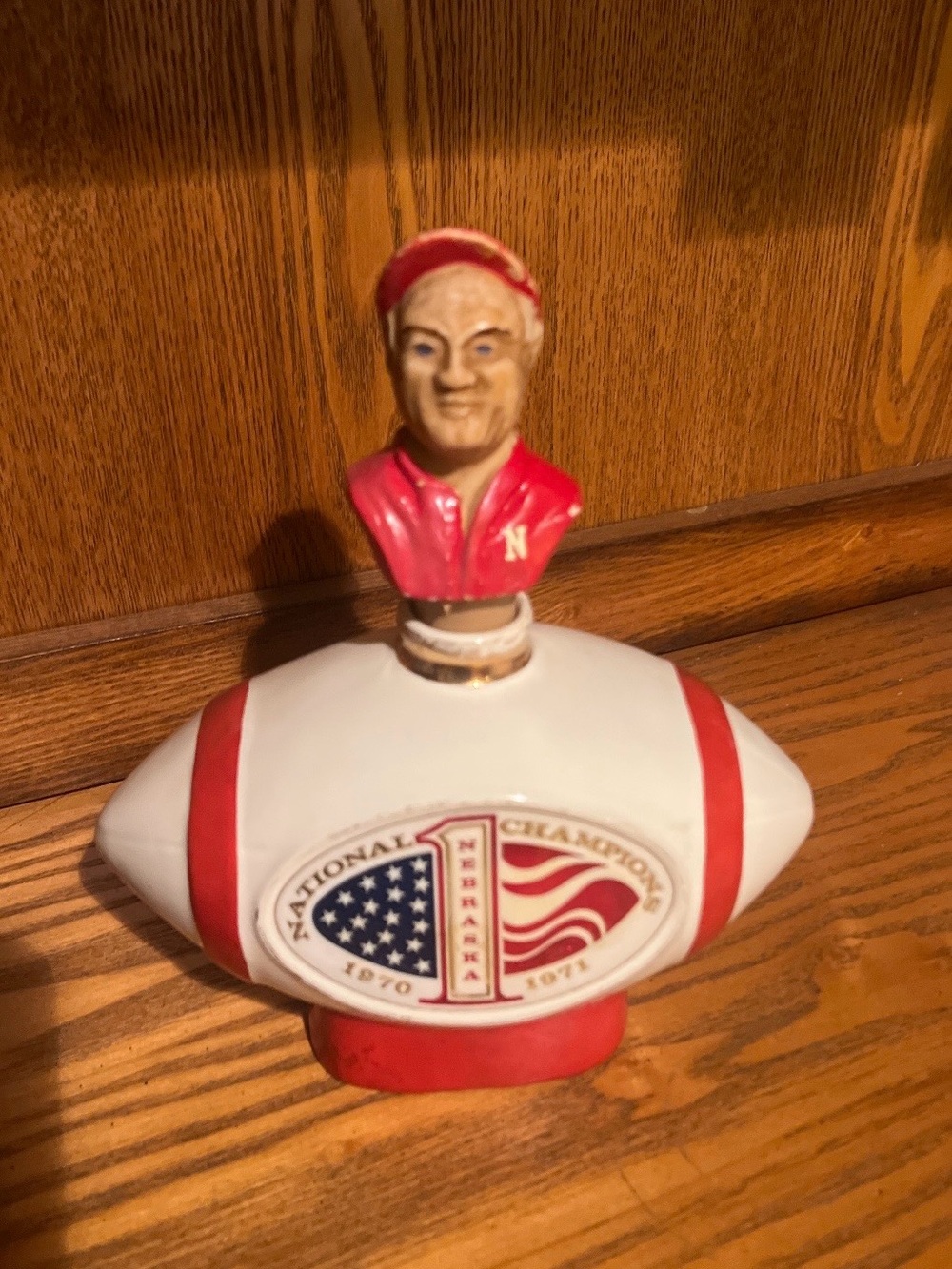 Nebraska Red and White Football Decanter